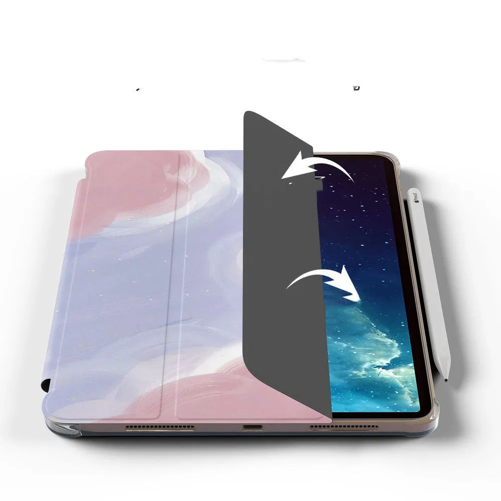 Crescent Cloud iPad flip tablet case with pen tray option, imitation leather and TPU, 7.9 to 11 inch sizes