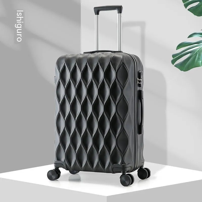 20 inch carbon fiber password luggage small trolley case in black with universal wheels