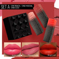 MLSMILE embossed lipstick three-piece set showing three lipstick bullets and packaging