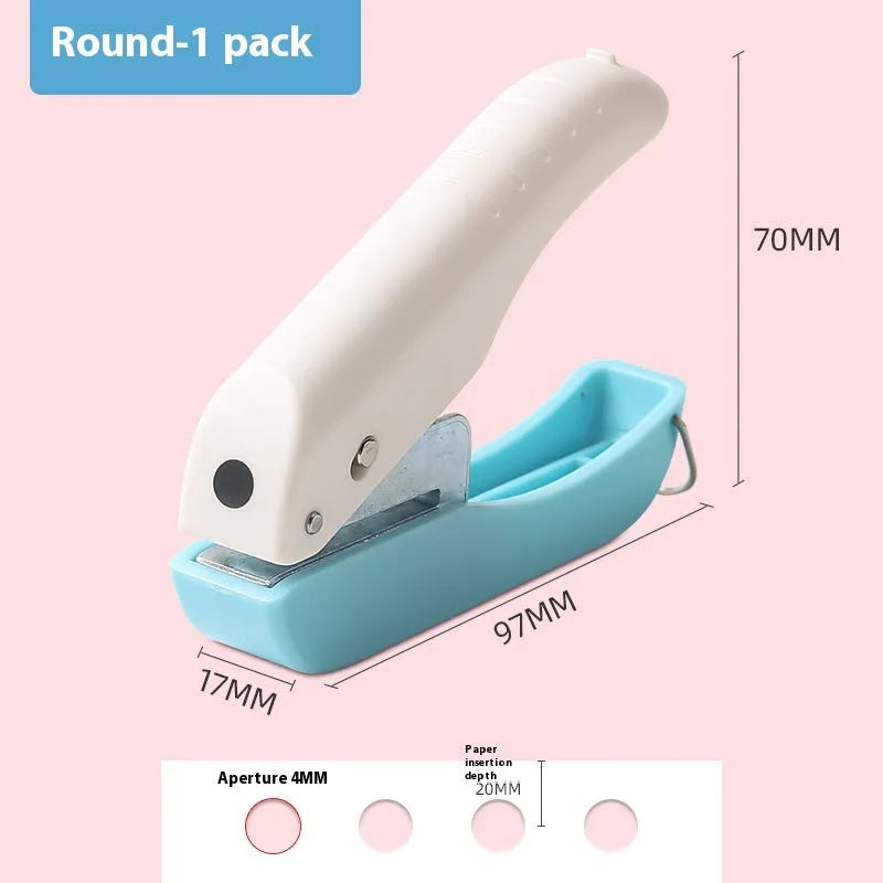 Manual embossing punching machine with heart, star, and small round 4mm and 6mm dies for paper crafts.