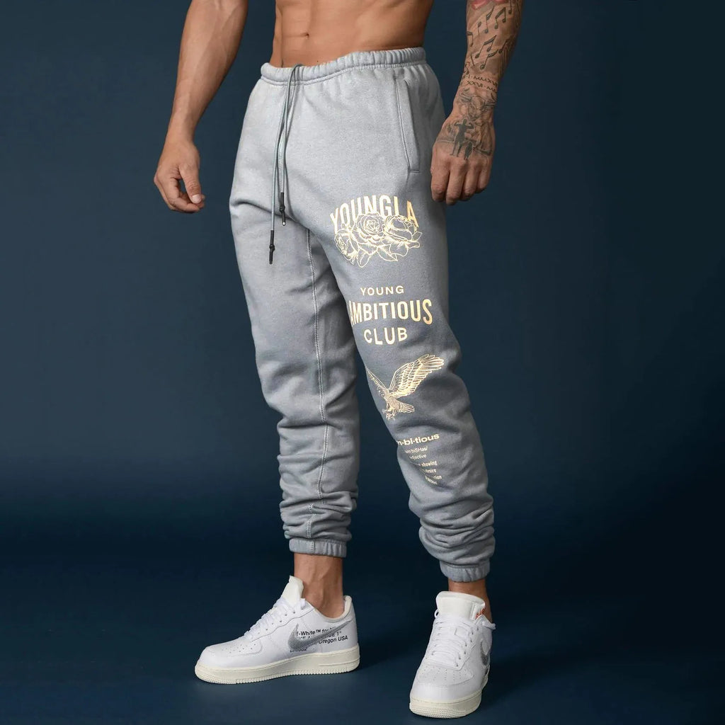 Men's cotton casual slimming long pants in multiple colours including black, brown, gray, navy blue, and apricot