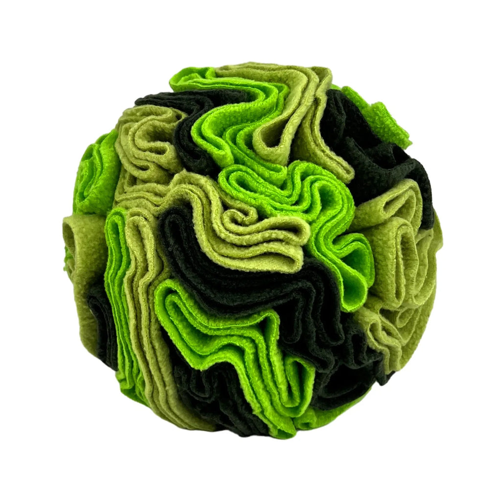 Rainbow colour molars-style polar fleece pet sniffing toy ball for dogs in size 15cm