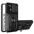 Multi-function card phone case with TPU and PC layers for Xiaomi Redmi POCO, solid colour, black
