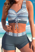 Women's split bikini swimsuit without underwire in picture colour for swimming activities