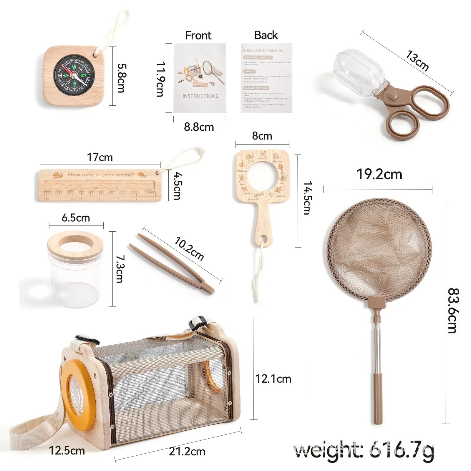 Wooden outdoor exploration science experiment teaching aid for infants with telescope and wood book options