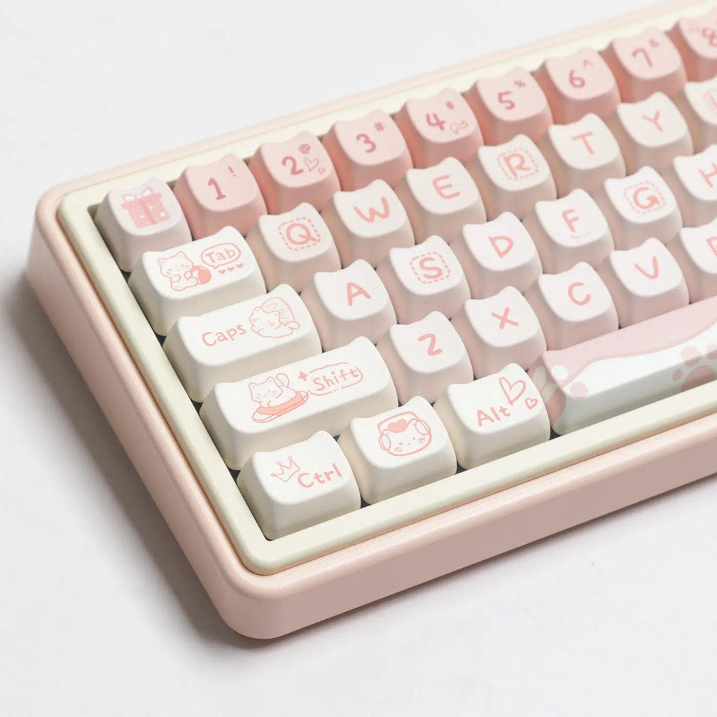 Complete PBT sublimation key cap set for mechanical keyboards showing over 98 keys