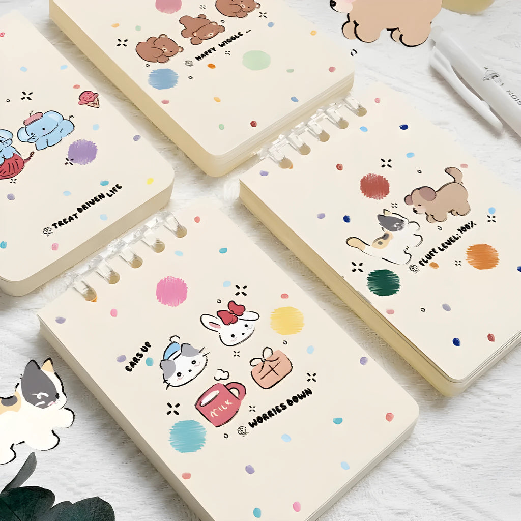A7 small notebook flip-up portable journal set of 4 in assorted colours with 80 sheets each