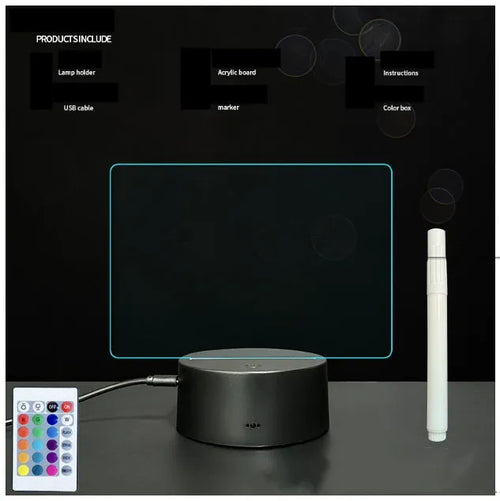 3D acrylic message board light with LED illumination and writing surface
