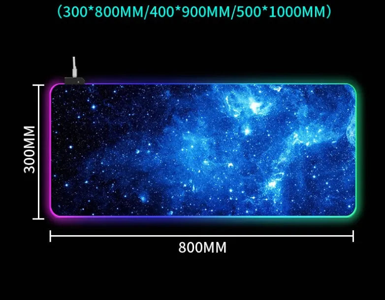 Symphony RGB luminous mouse pad with starry sky pattern and natural rubber non-slip base