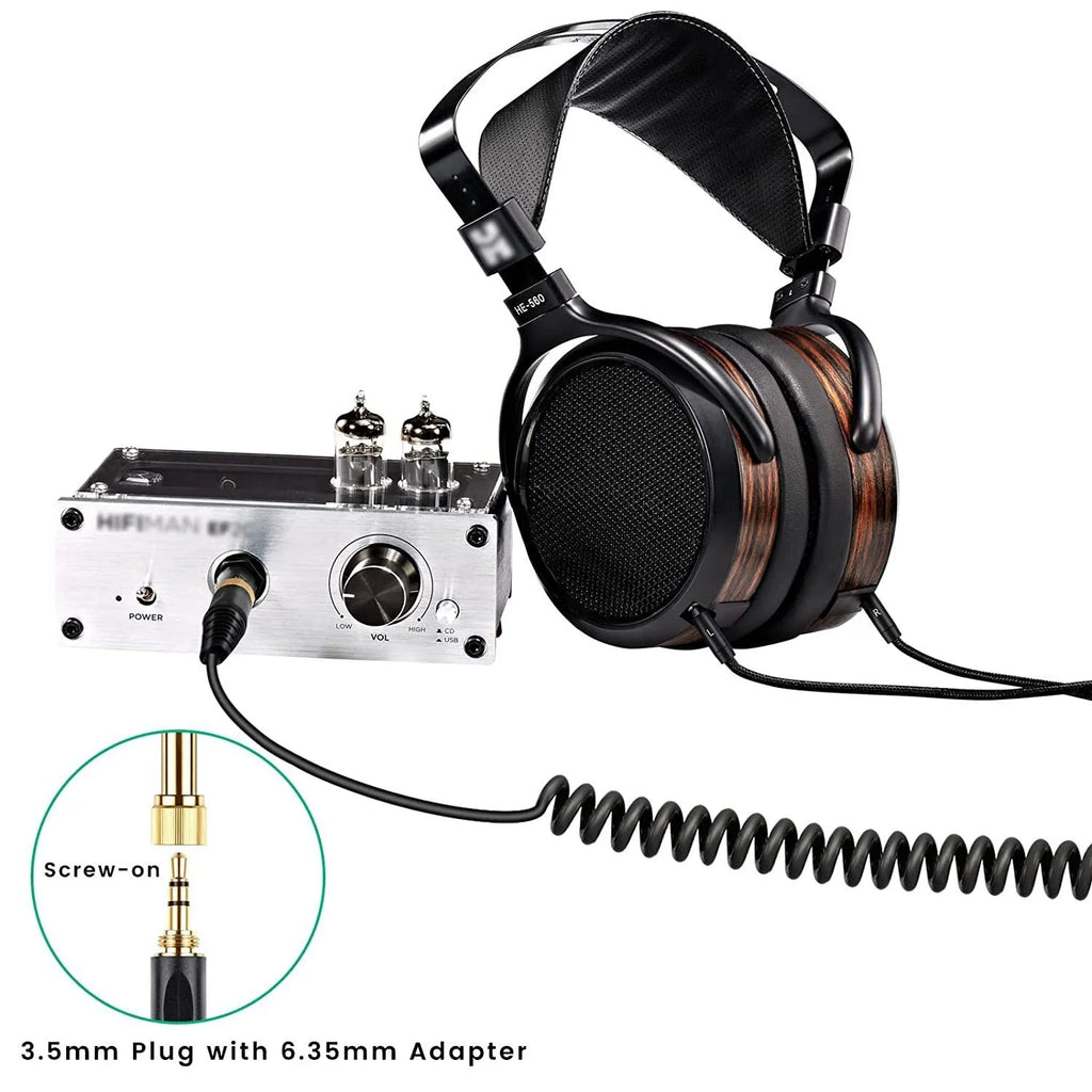 Black 1.8m replacement headset cable for HE400i HE560 with double 25mm plugs and spring relief