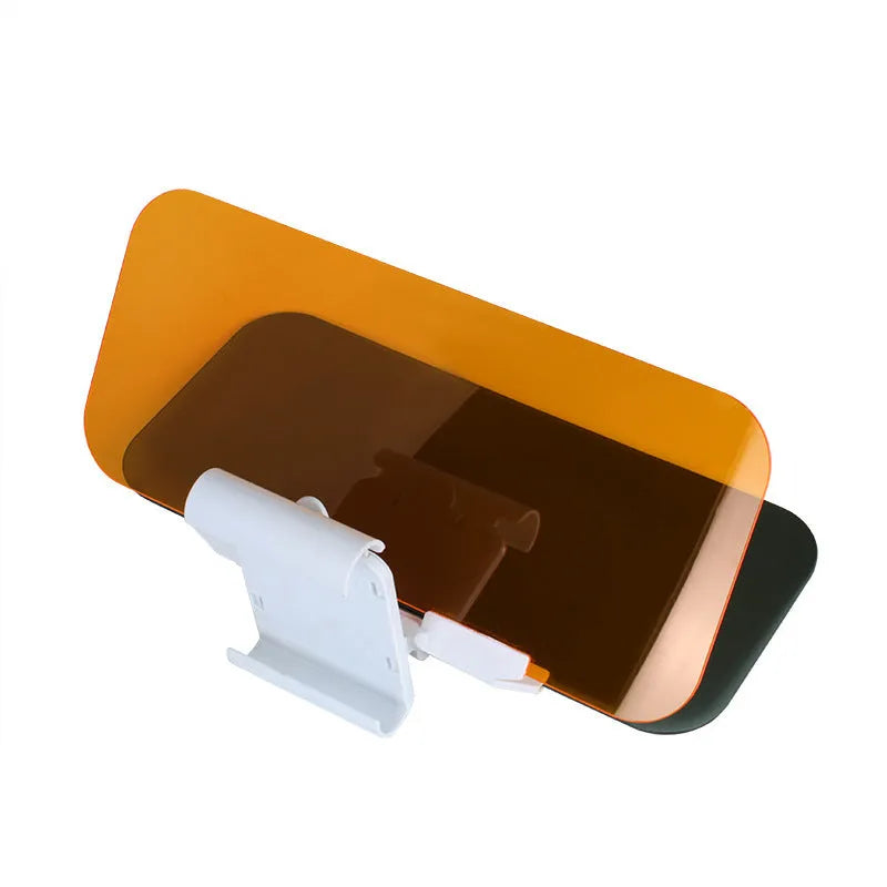 Car anti-glare mirror sun visor with yellow acrylic lens for day and night driving