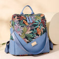 Women's printed travel backpack in oxford fabric with 3D pocket and anti-theft zippered compartments