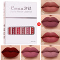 Six matte finish waterproof lip gloss tubes in a box, showing multivitamin formula and 2.5ml size.