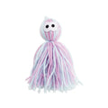 Hanging wool cat ball toy with teaser stick in blue grey, pink and blue, or pink purple colour options