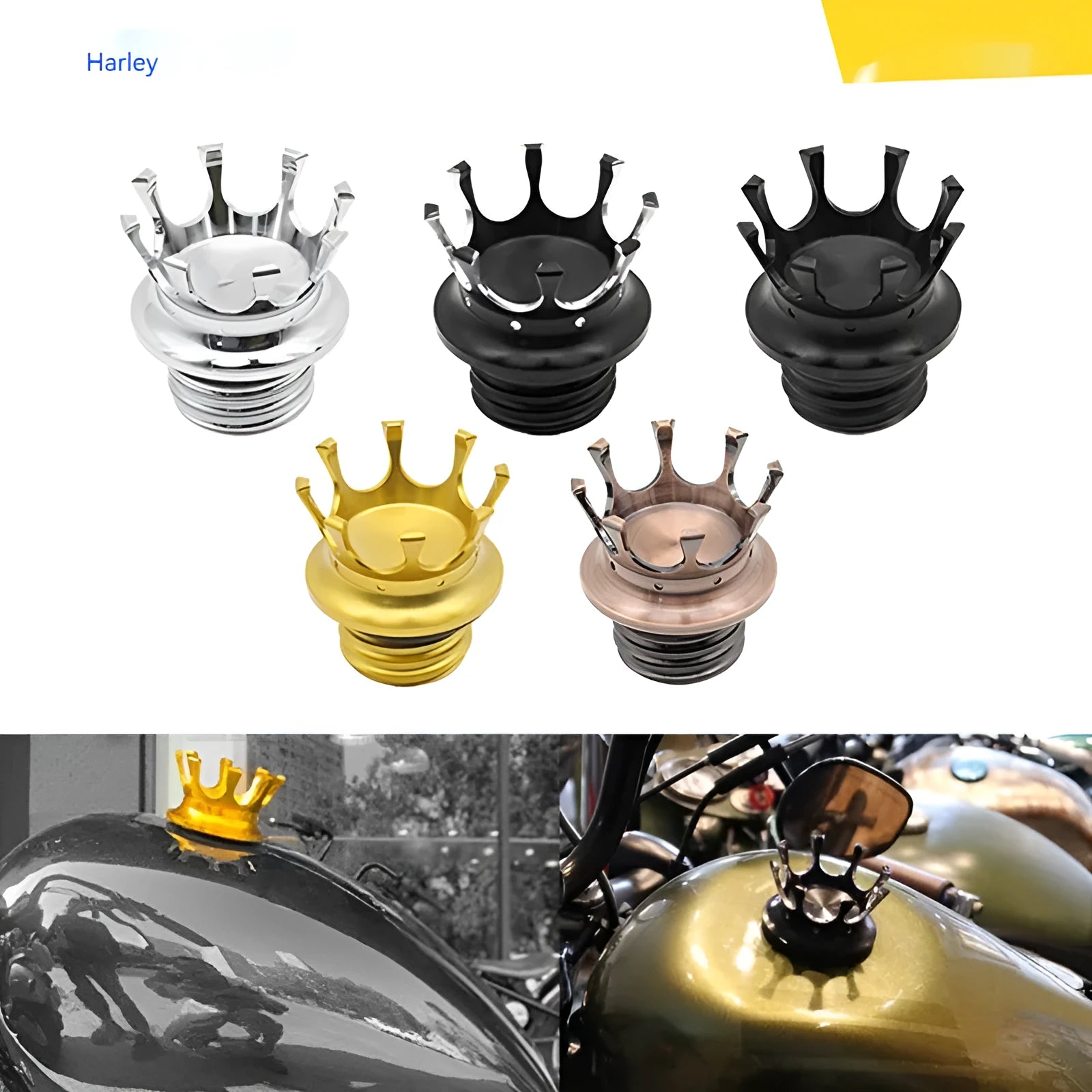 Aluminium alloy locking fuel tank cap for Harley Davidson motorcycle in choice of five finishes
