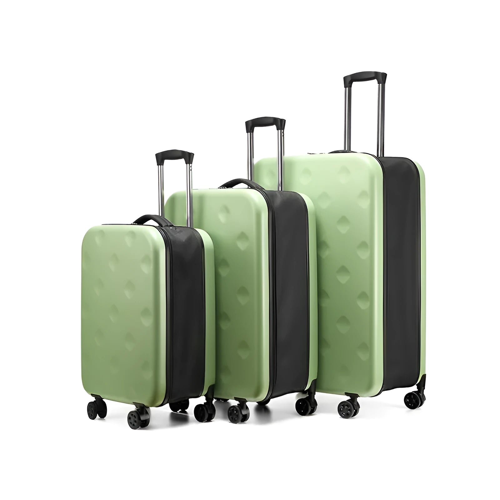Folding rod case with universal wheels, waterproof ABS shell, in off-white, medium 20-35L capacity