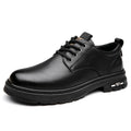 Men's retro brown casual shoes with round toe and visible stitching on artificial PU upper