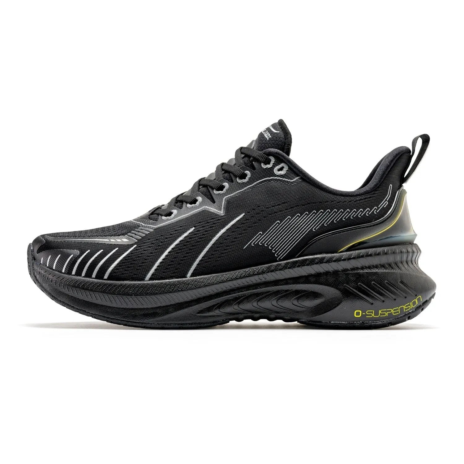 Low-top running shoes in various colours with PU mesh upper and rubber sole for shock absorption.