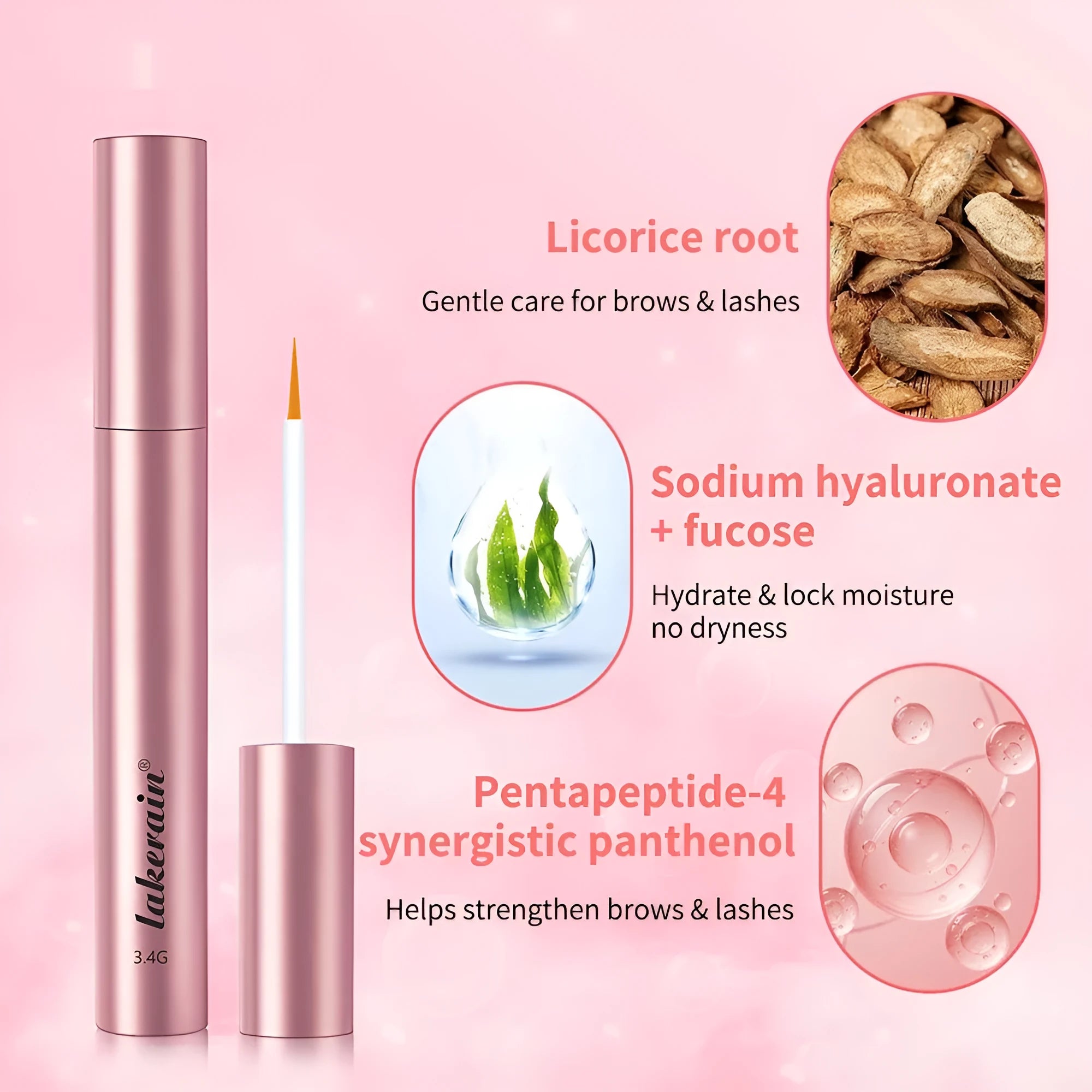Clear mascara tube with 3.4g growth essence for volumizing and curling lashes