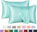 Satin pillowcase in dark blue with envelope closure, 100% polyester, available in 50x75cm and 51x91cm