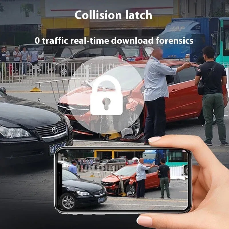 10 inch touchscreen car driving recorder with double recording, GPS positioning module, and 6 metre rear cable