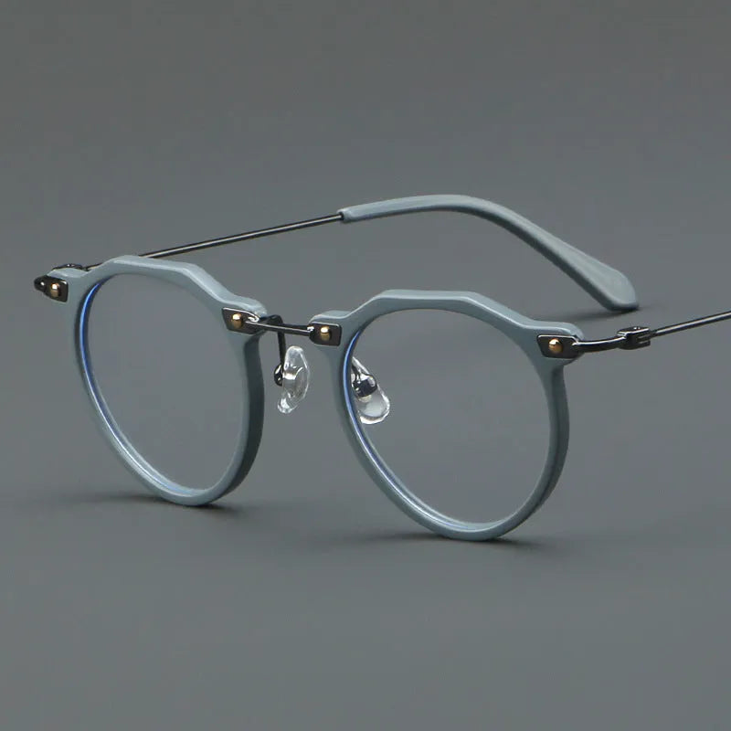 Round metal optical glasses 5812 retro rim in bright black with AC lenses