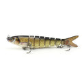 Hard plastic fishing bait lure showing bionic fish design, 133mm long, with colour options and storage box.