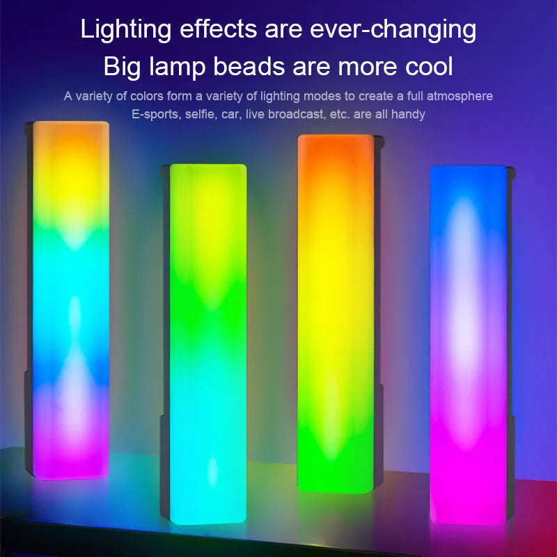 3D RGB light pick-up table lamp with music voice activation in white or black shell