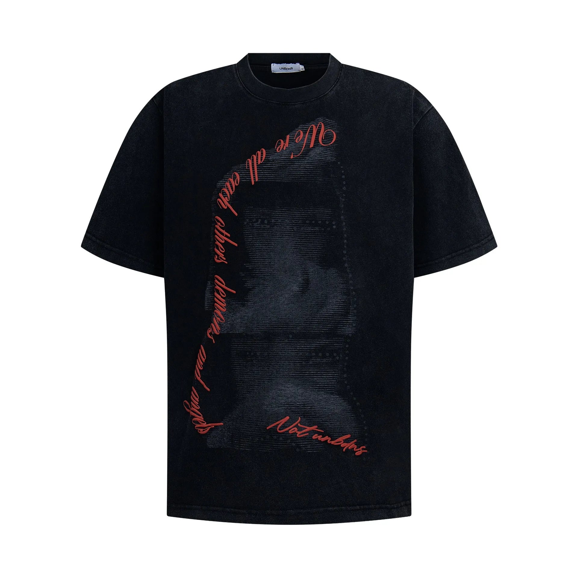 Men's black washed vintage loose fit short sleeve cotton blend T-shirt
