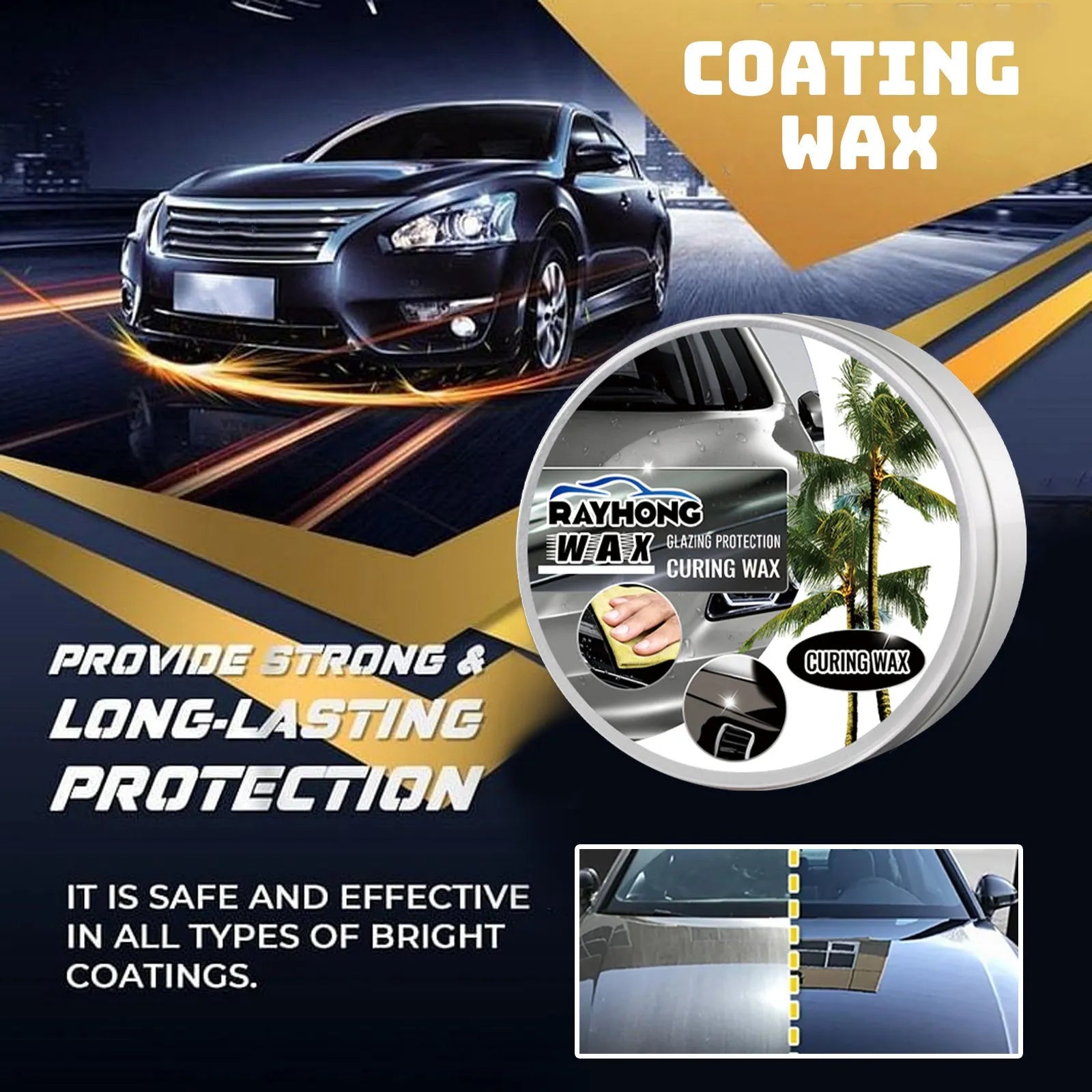 Car coating wax block and sponge applicator for paint renovation and dustproof protection