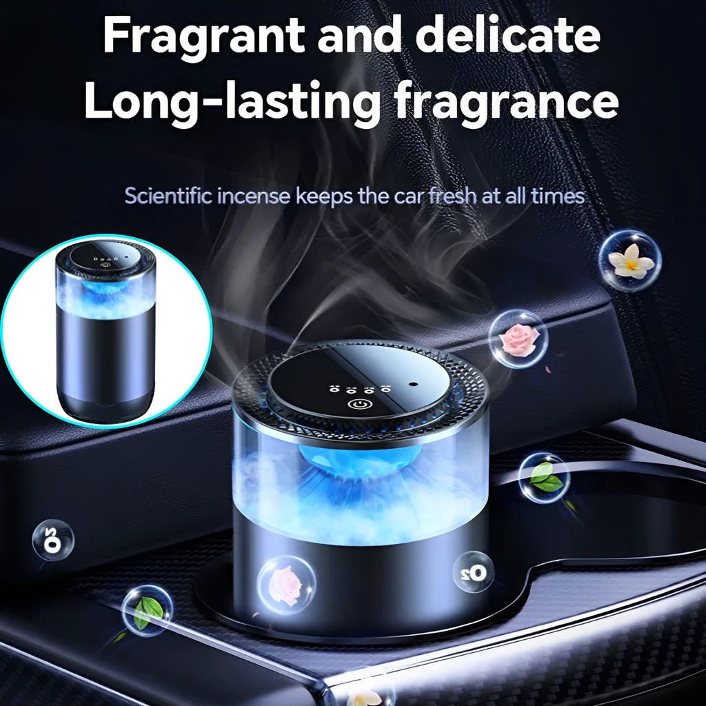 Car aromatherapy diffuser cloud mist air freshener with rechargeable battery and intelligent mode for RVs trucks sedans