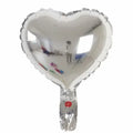 Five sparkling aluminium peach heart balloons in red, blue, rose, and silver colours.