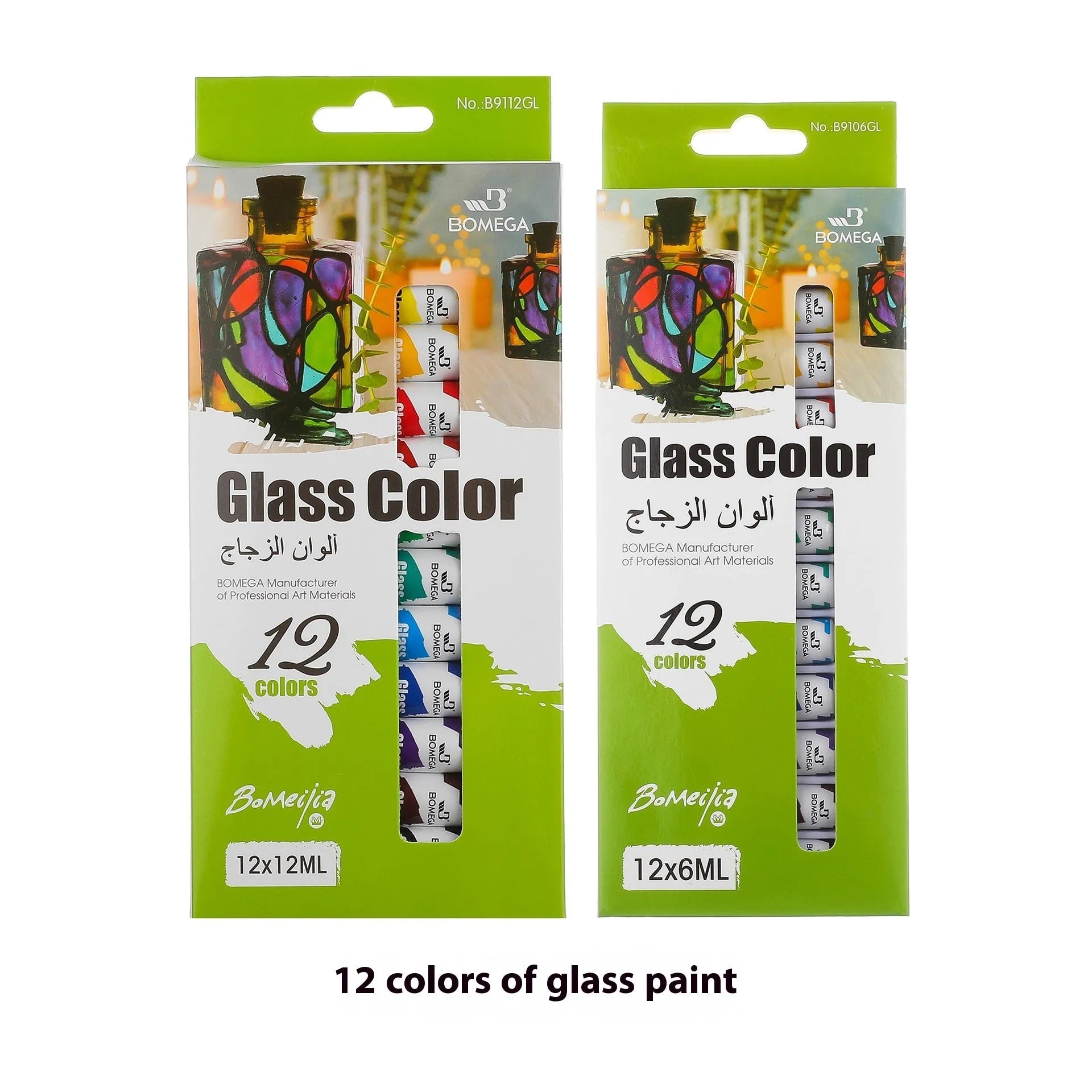 Artists' paint set showing twelve colour tubes organised in strips for acrylic, gouache, watercolour, and oil painting