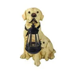 Solar garden lamp ornament resin craft decoration for outdoor patio path lawn, Labrador colour option