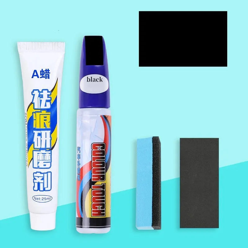 Automotive paint repair pen and scratch repair fluid 4-piece set with ten colour options