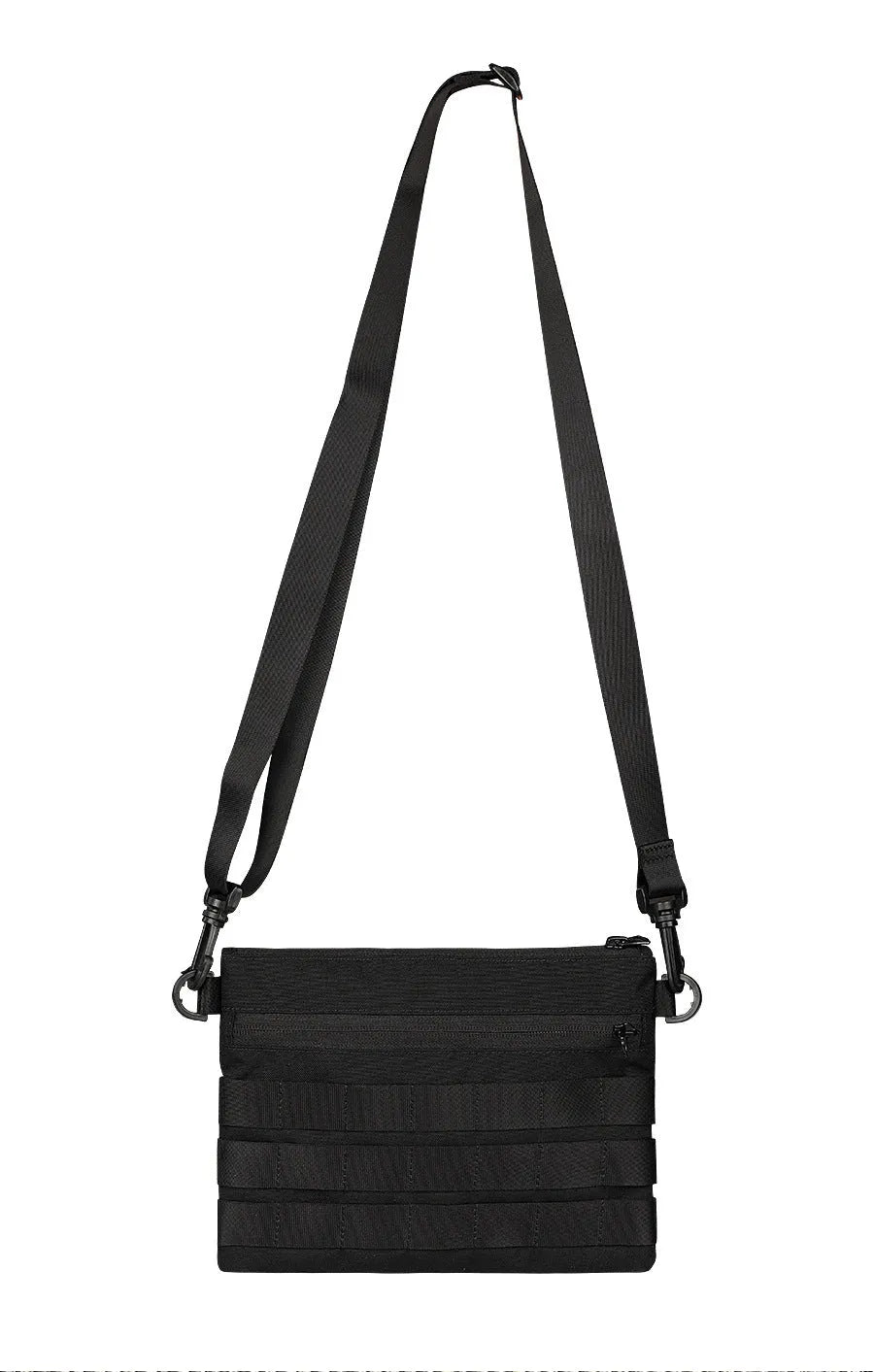 Black Oxford cloth outdoor pouch measuring 18cm long with wear-resistant texture for military and hiking gear