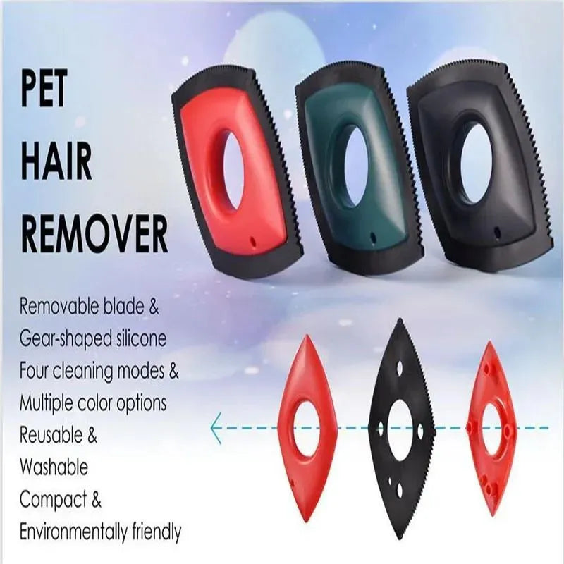 Silicone pet hair remover brush for carpets and sofas in black, green and red colours