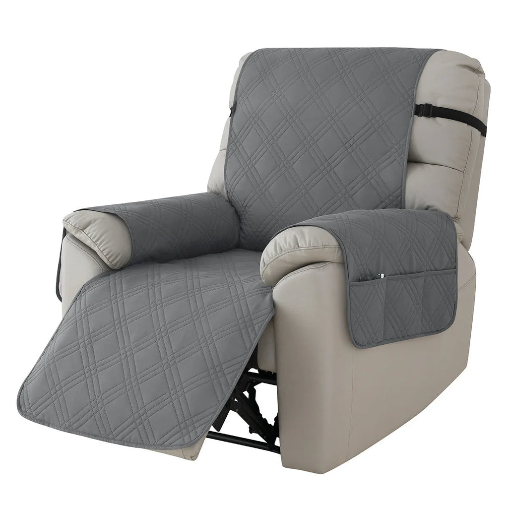 Quilted three-line Chivas massage chair sofa cover in peacock blue on a single seat