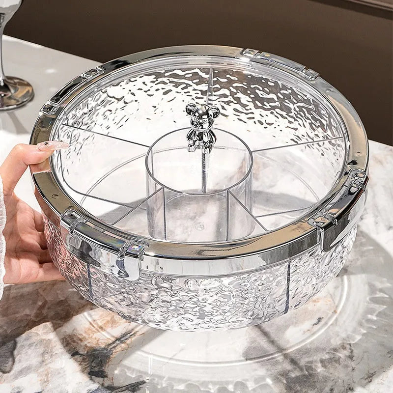 Light luxury sealed plastic candy box cover for dried fruit in milk silver colour