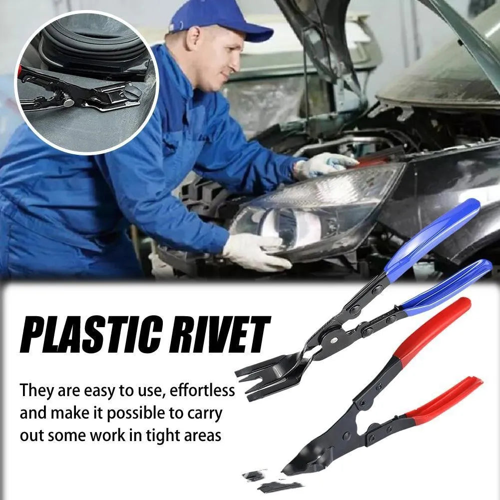 Blue steel car interior clamp and door panel removal pliers showing 240mm length