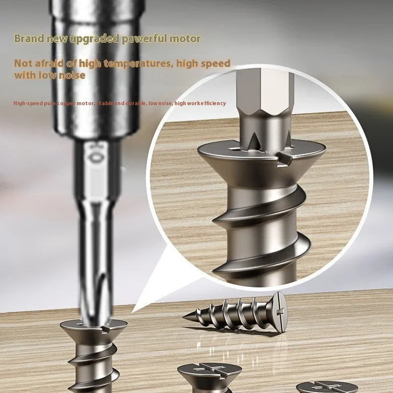 46-in-1 electric screwdriver portable rechargeable 4.2V lithium battery 340g gray with alloy screwdriver