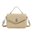 Horizontal square PU leather shoulder messenger bag with sewing thread detail in five colours including milky white and black