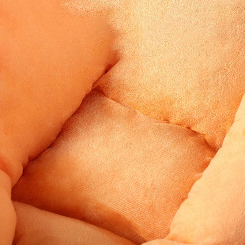 Carrot-shaped nesting dog bed for small medium pets with a removable soft blanket