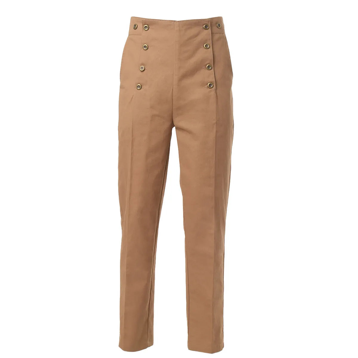 Men's retro high waist double breasted casual straight pants in black with braces