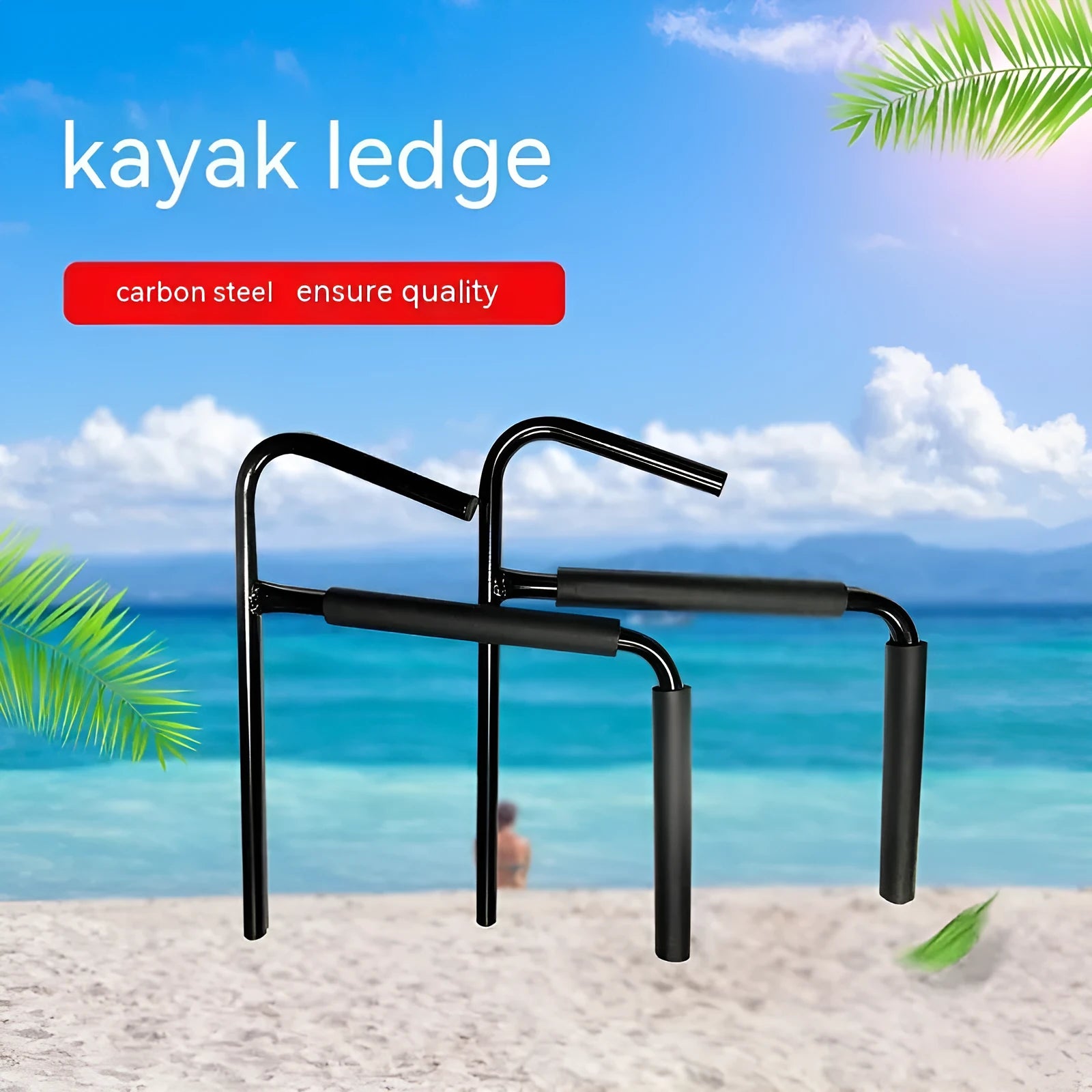 Heavy-duty carbon steel kayak and surfboard wall hanger storage rack.