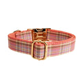 Plaid dog collar and leash set with bow and vest accessories in adjustable sizes