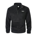 Stand collar loose long sleeve half-zip sweatshirt in grey, front view