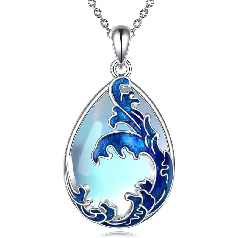 Hailang women's necklace with blue heart-shaped alloy pendant on a gold-toned adjustable chain.