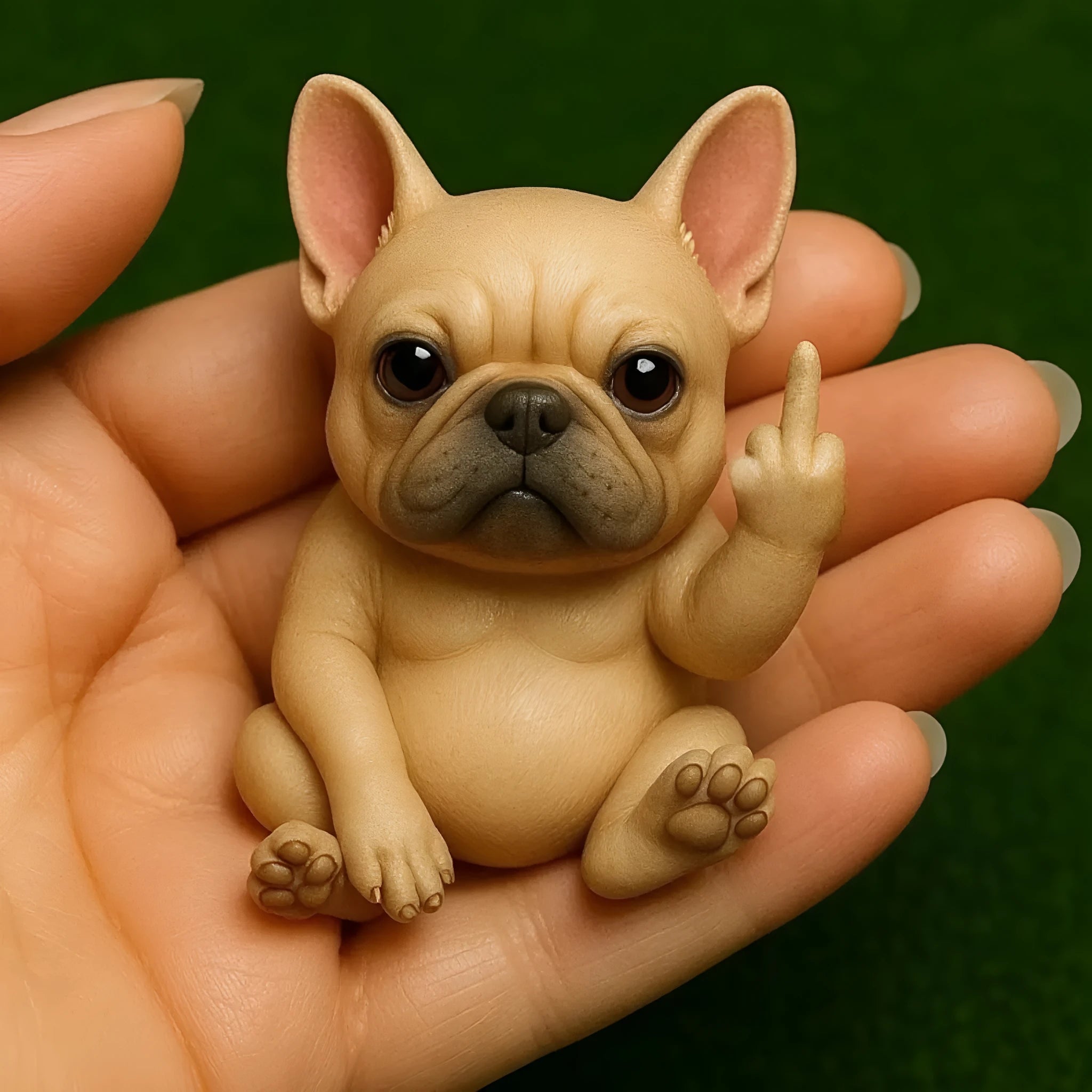 Resin animal middle finger doll ornament showing detailed animal character design with extended hand gesture