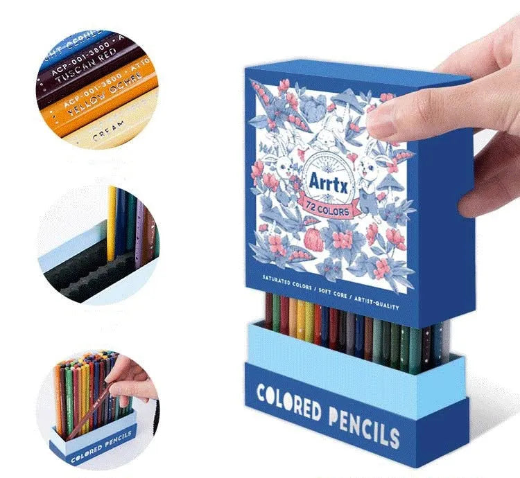 Boxed set of 72 or 126 soft core colour pencils with basswood casings for art students.